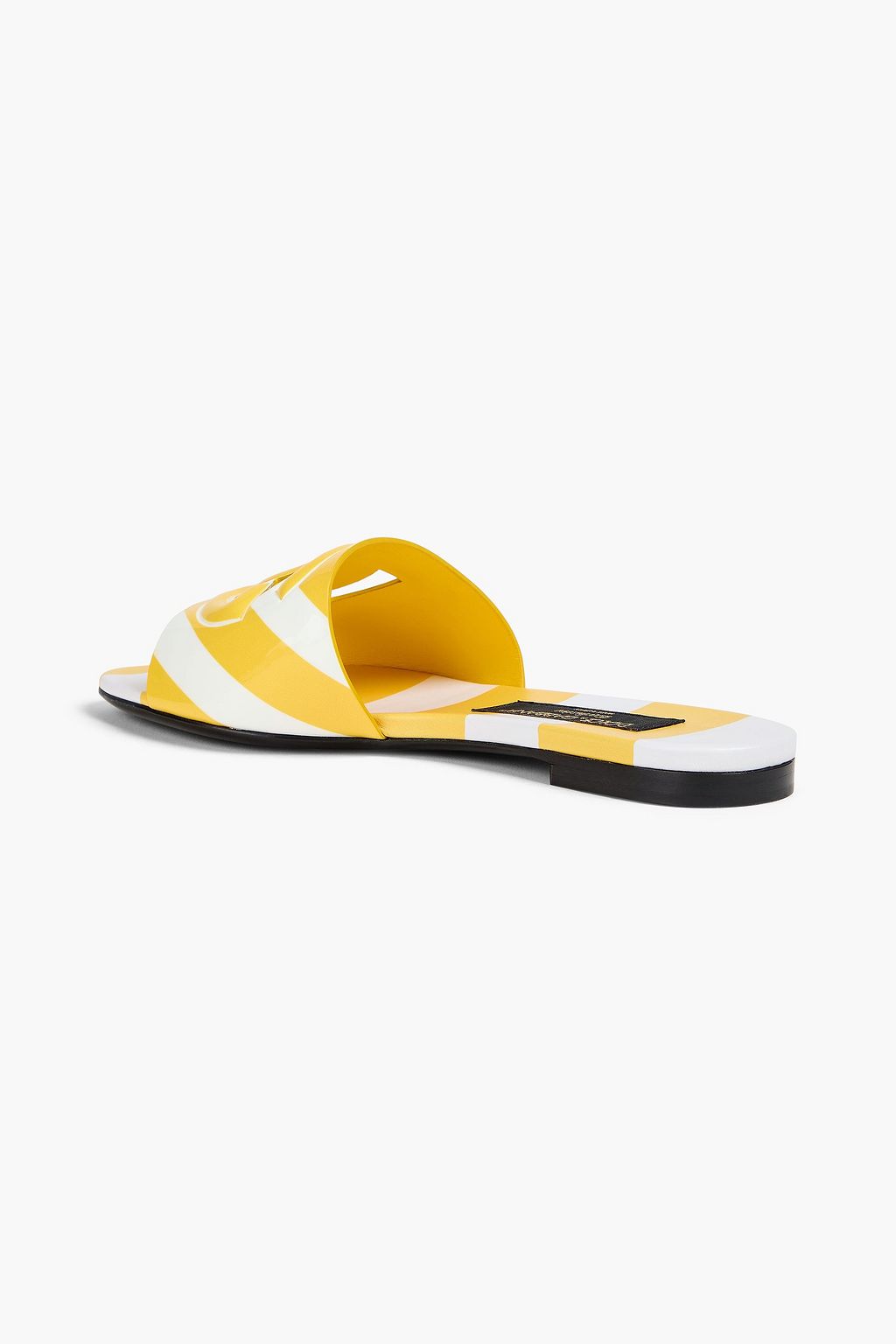 DOLCE&GABBANA Portofino striped patent-leather slides