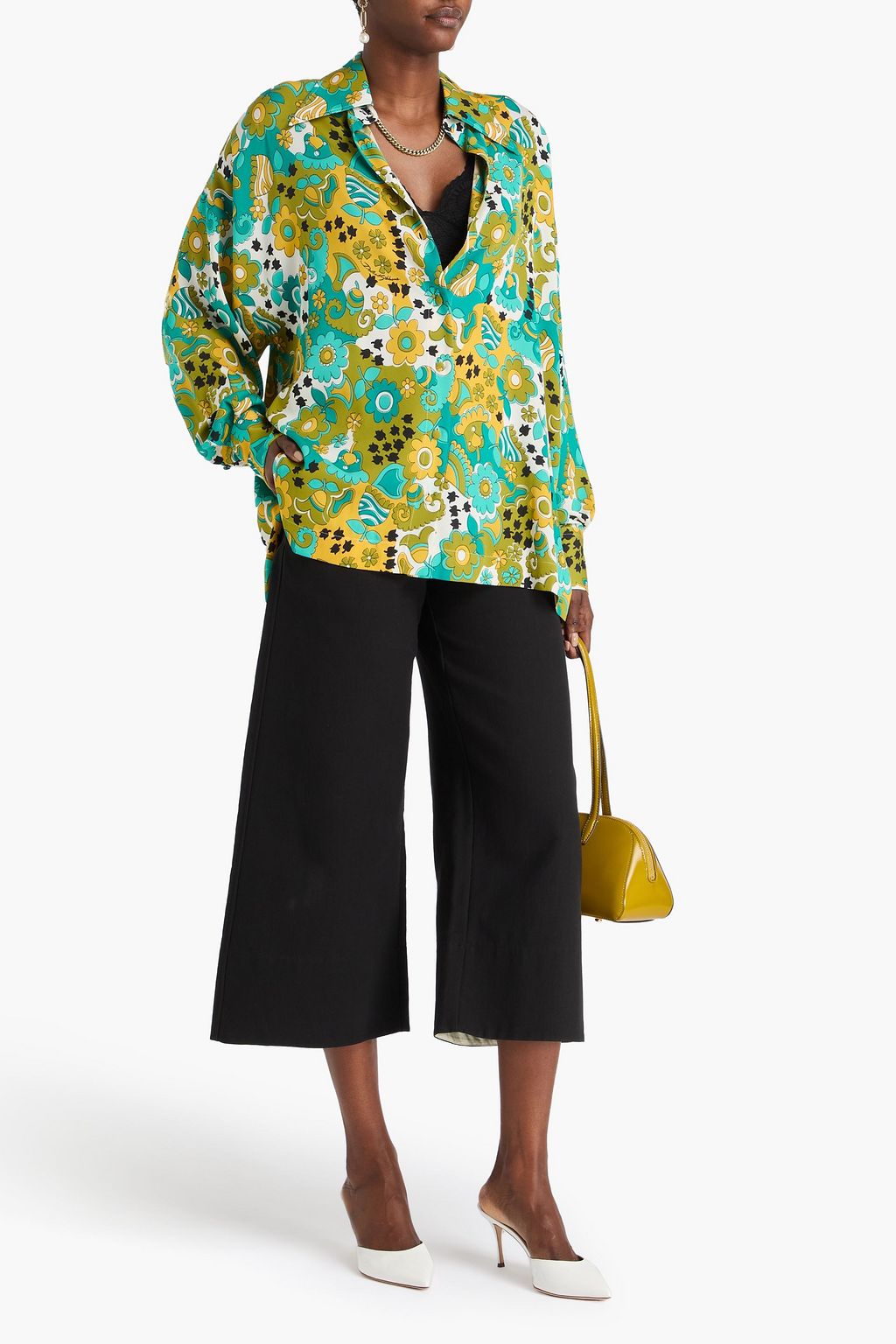 DOLCE&GABBANA Floral-print silk-blend shirt