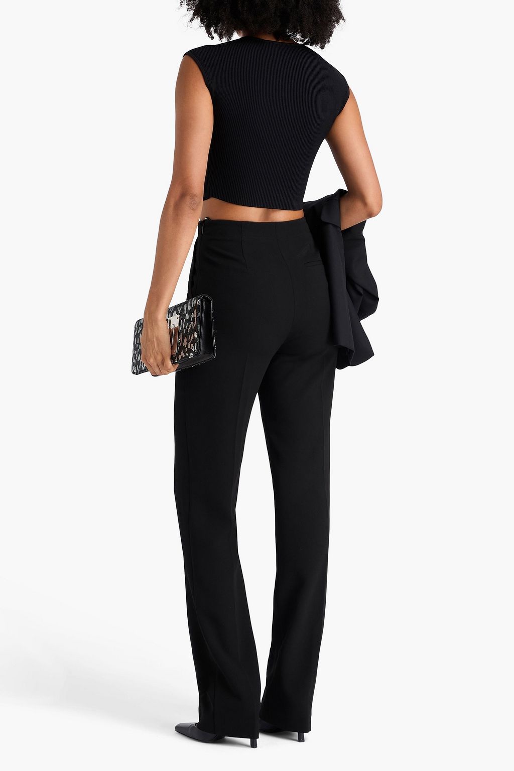 ROLAND MOURET Pleated cady straight-leg pants