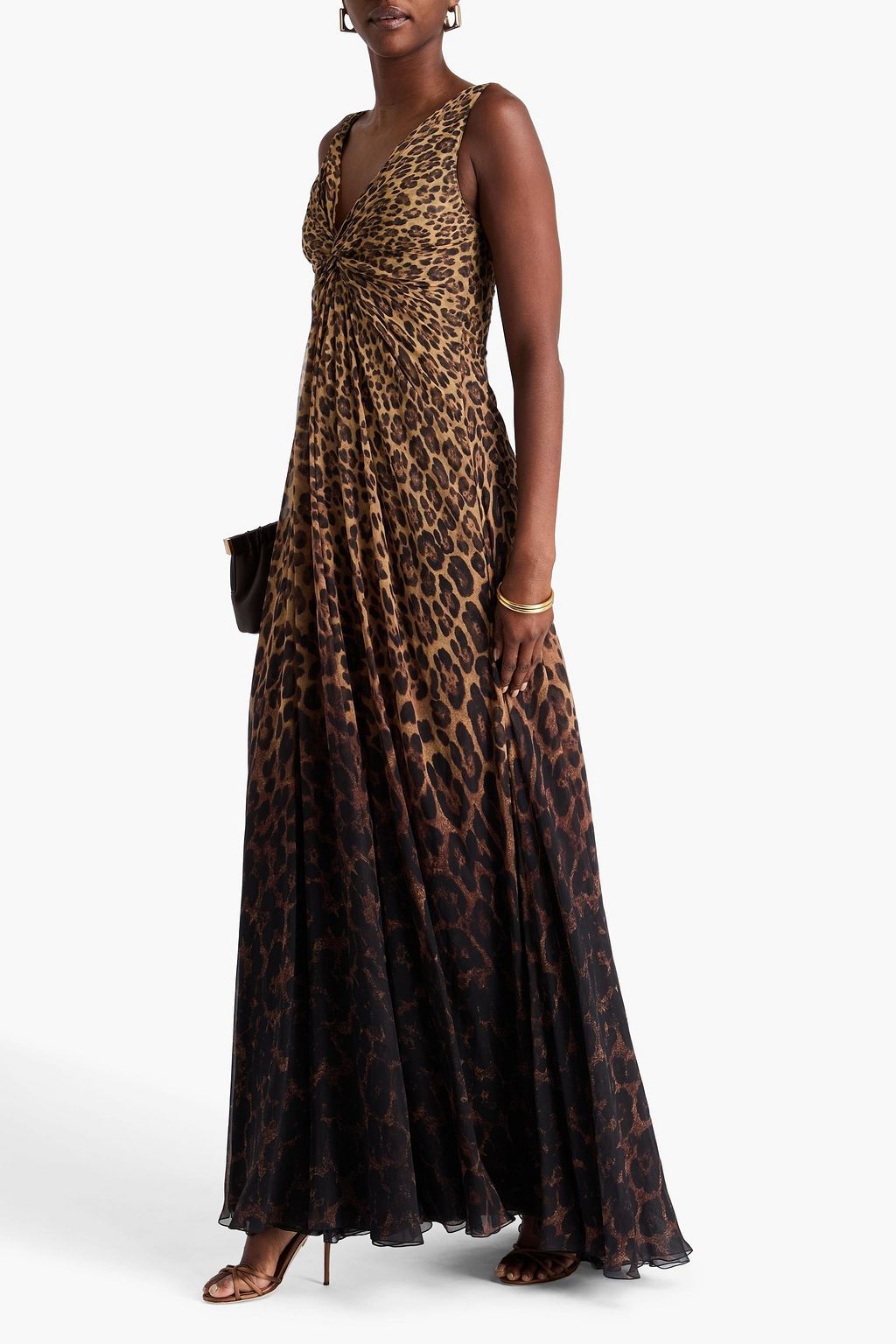 VALENTINO GARAVANI Twisted leopard-print silk-chiffon gown