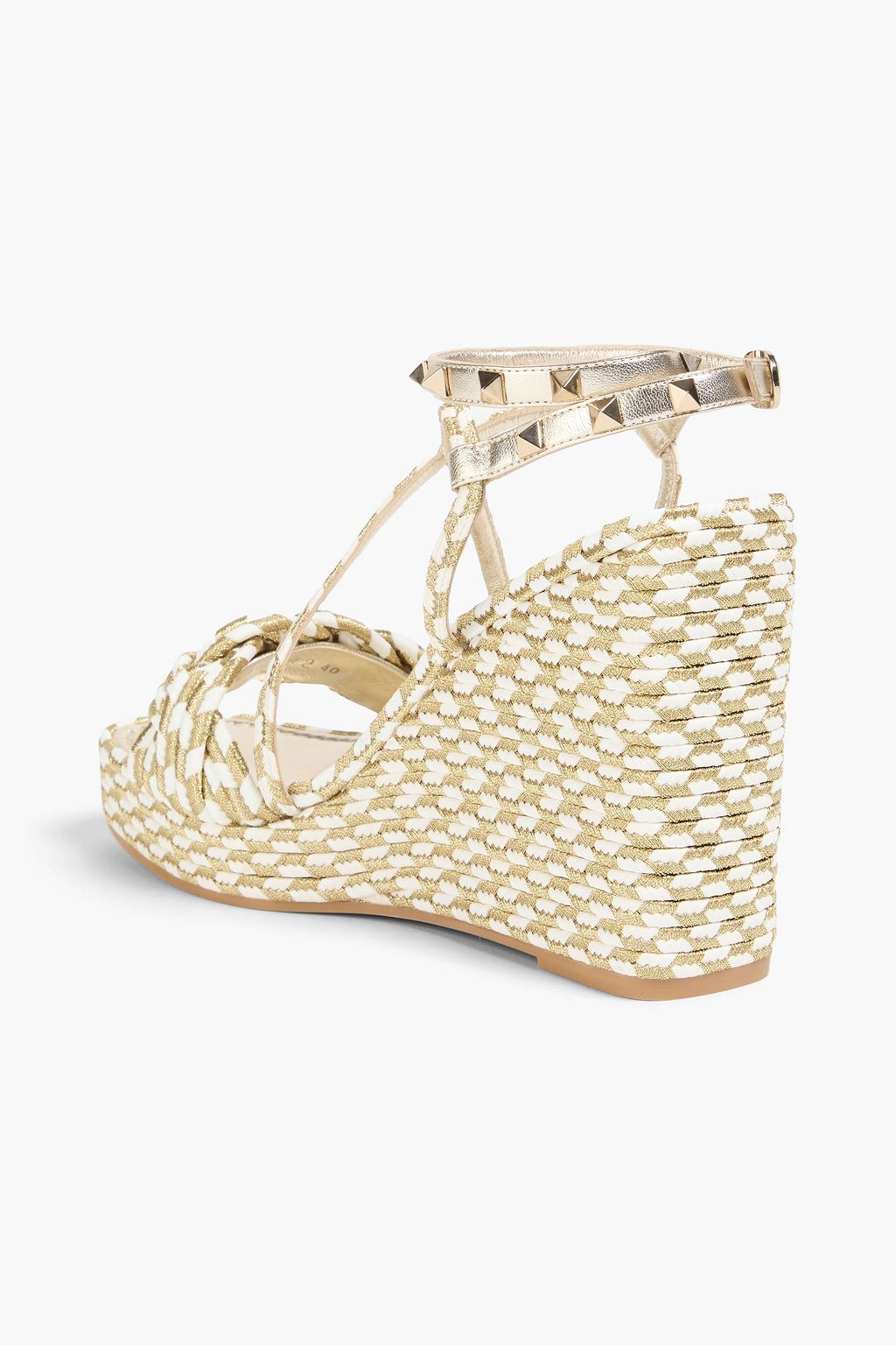 VALENTINO GARAVANI Wedges „Rockstud“ aus Raffiabastimitat mit Metallic-Effekt