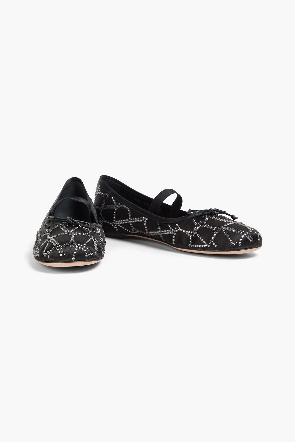 VALENTINO GARAVANI サテン メアリージェーン フラットシューズ クリスタル付き