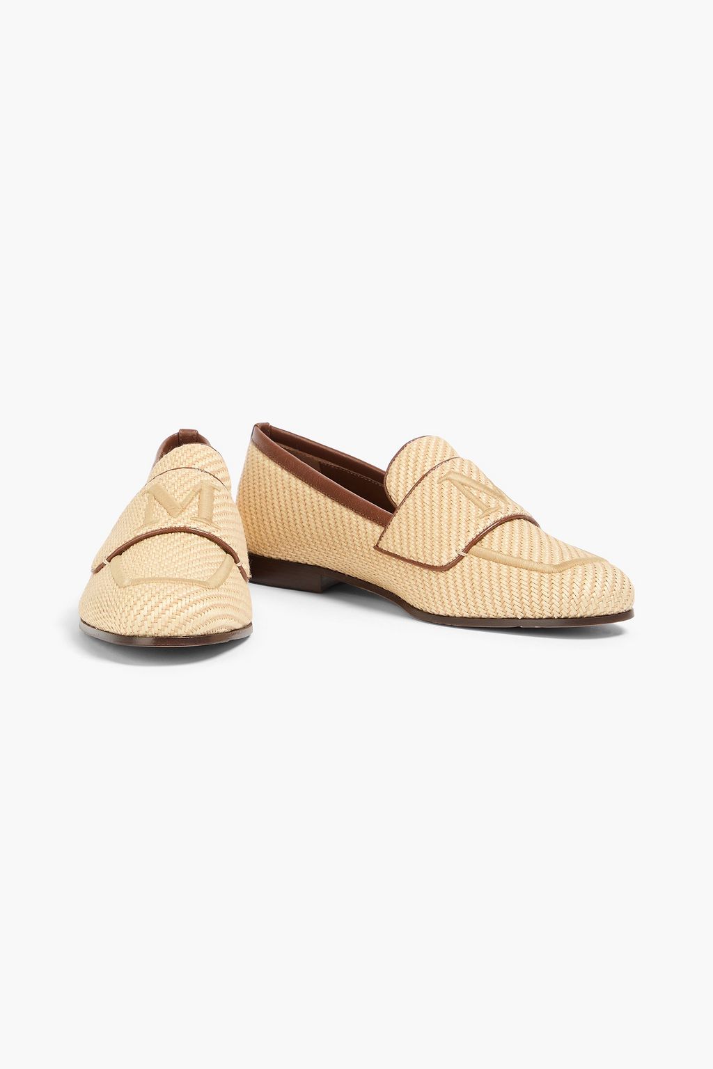 MAX MARA Loafers aus Raffiabastimitat mit Stickereien