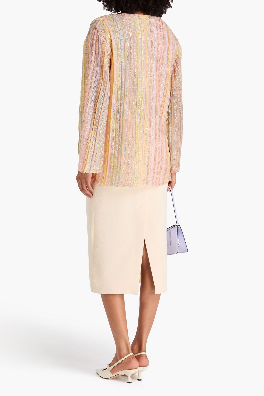 MISSONI Striped sequin-embellished crochet-knit sweater