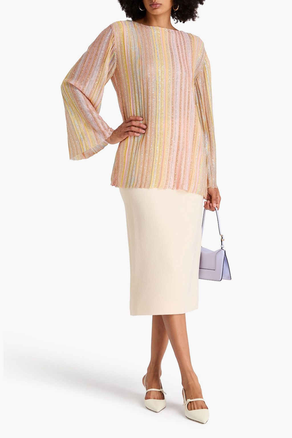 MISSONI Striped sequin-embellished crochet-knit sweater