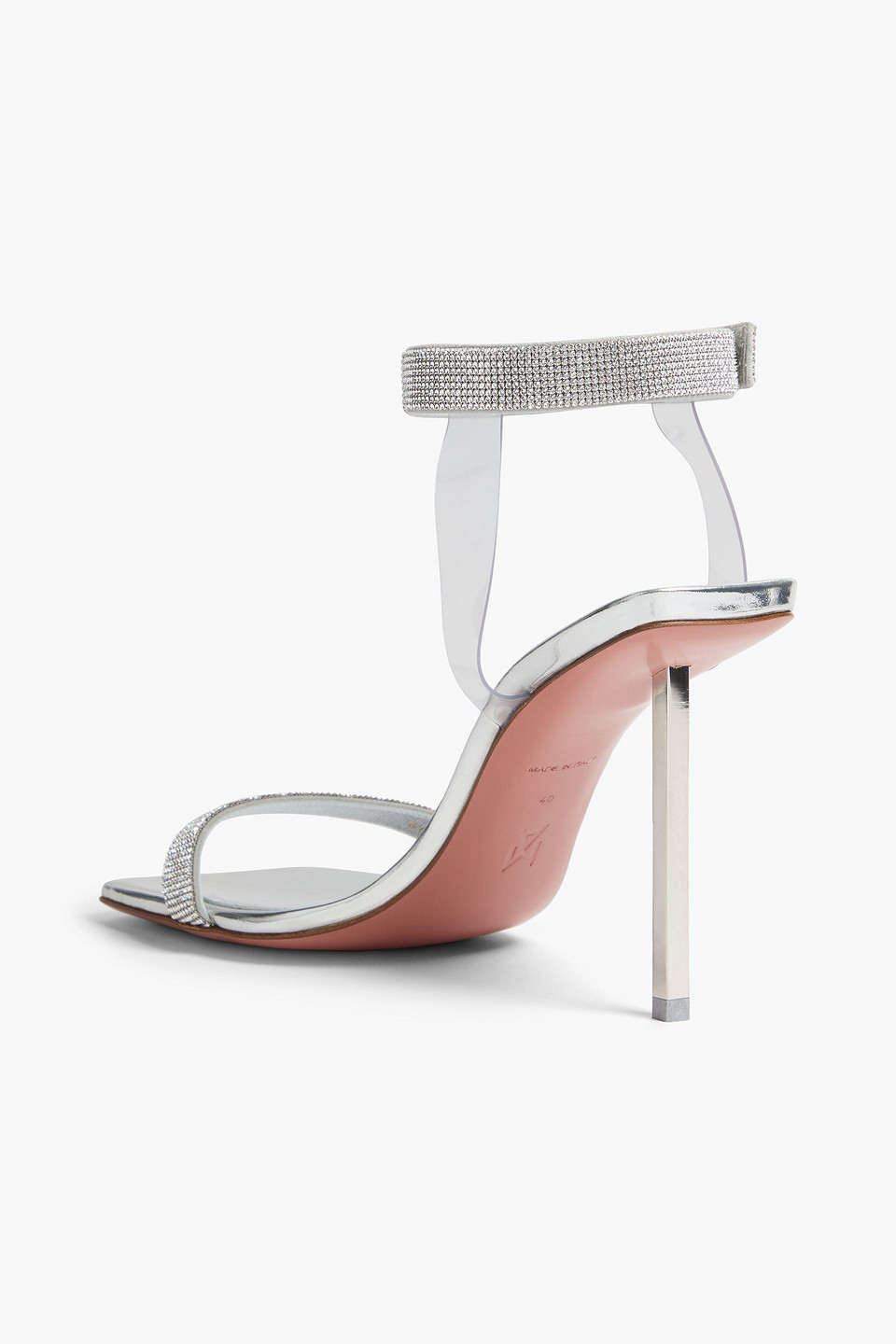 Amina Muaddi Rih Crystal-embellished Metallic Leather Sandals In Animal Print