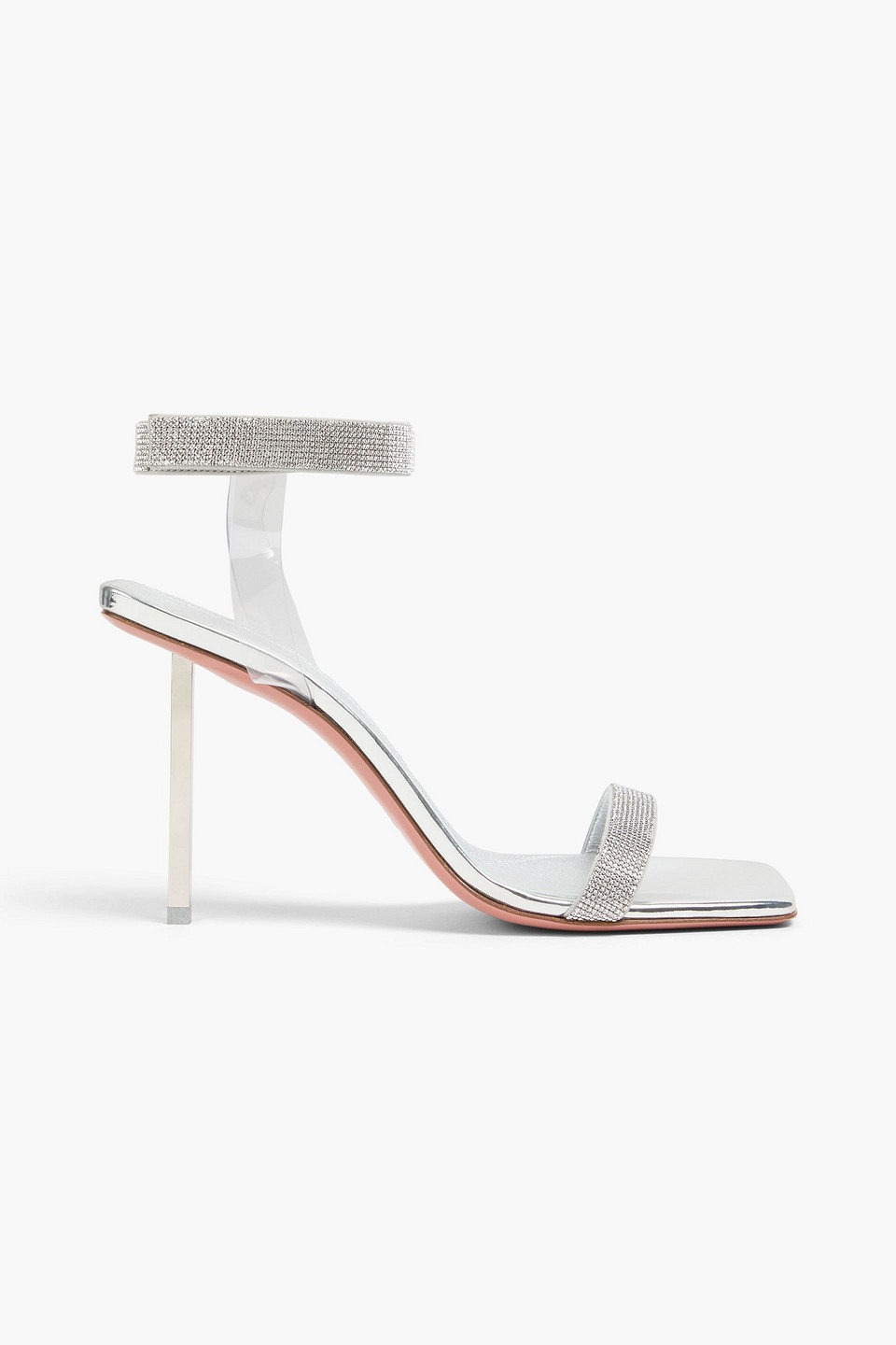 Amina Muaddi Rih Crystal-embellished Metallic Leather Sandals In Animal Print