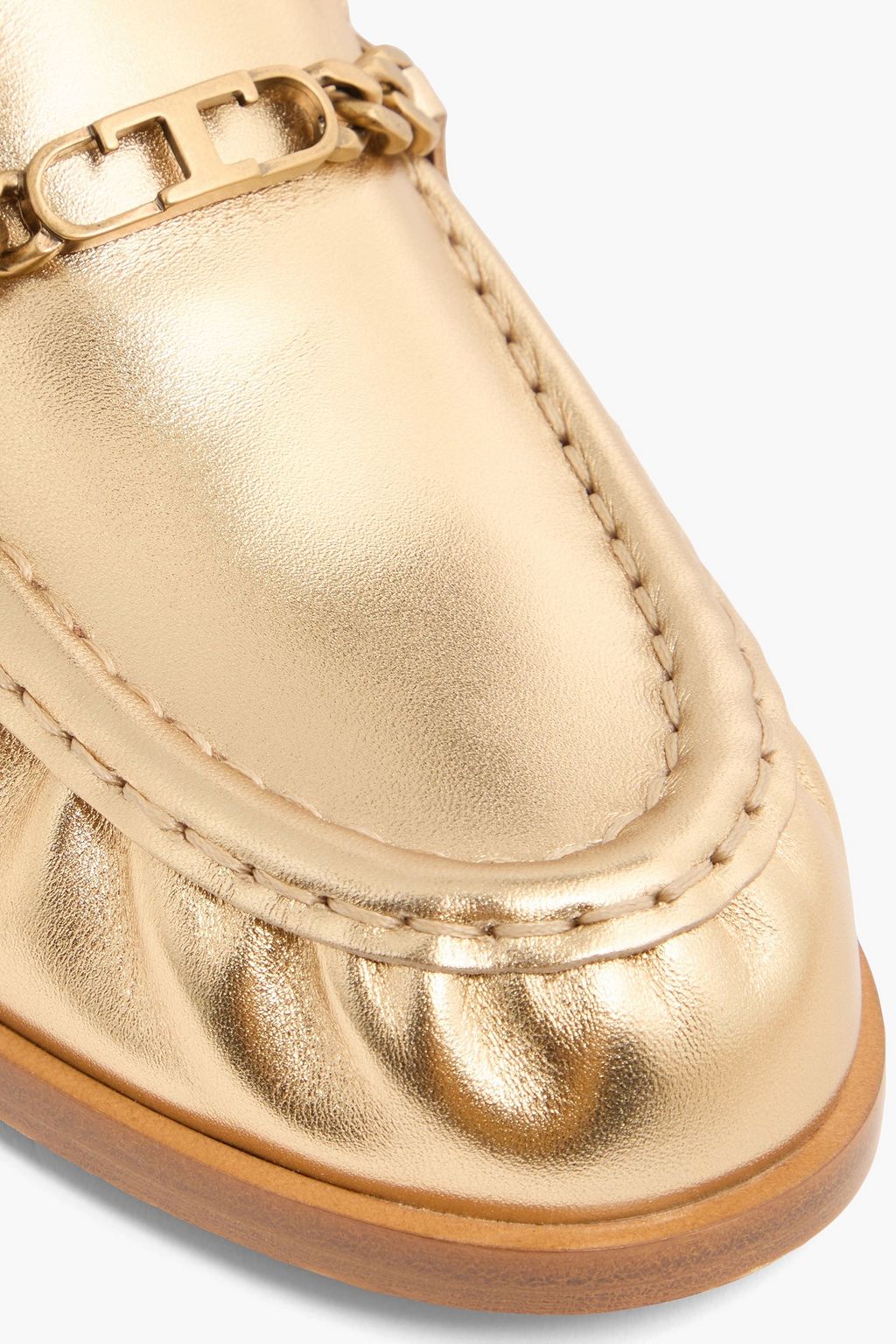TOD'S Embellished metallic leather loafers
