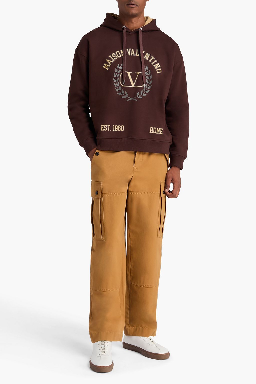 VALENTINO GARAVANI Printed French cotton-terry hoodie