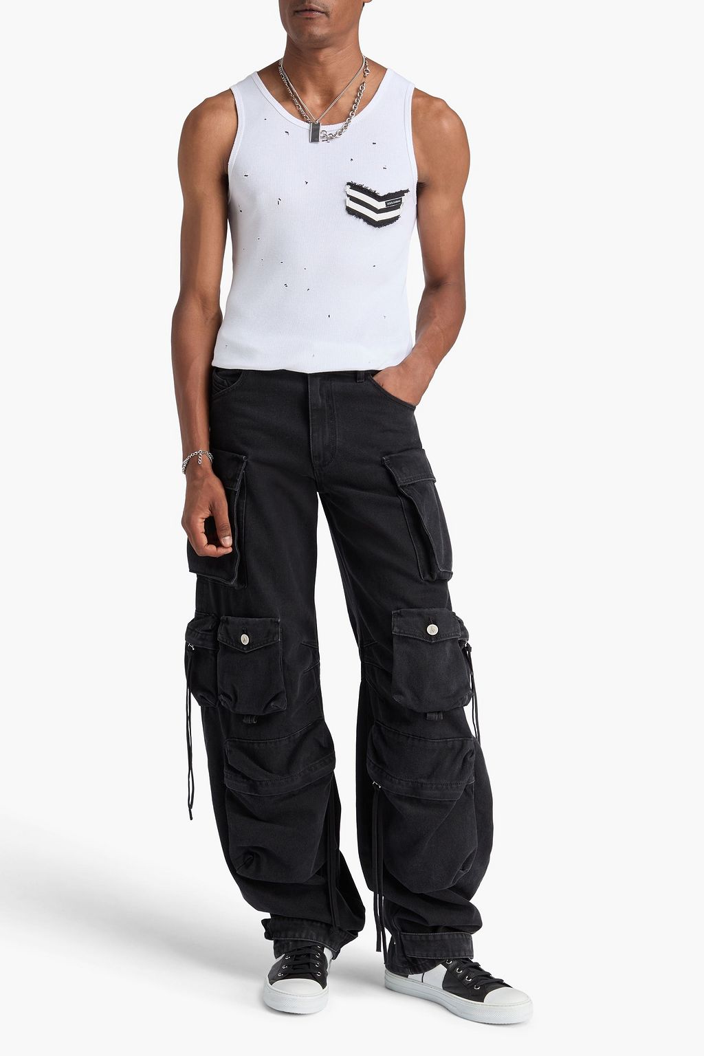 DOLCE&GABBANA Appliquéd cotton-jersey tank