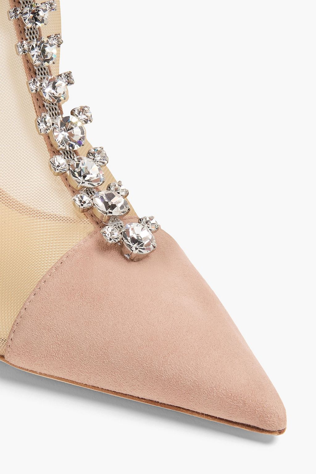 JIMMY CHOO Bing 100 Ankle Boots aus Mesh und Veloursleder mit Kristallverzierung
