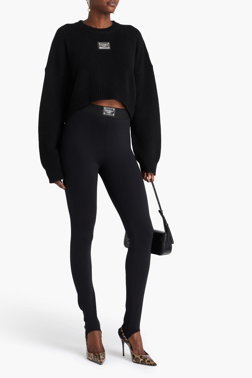 DOLCE&GABBANA Cropped embellished wool and cashmere-blend sweater