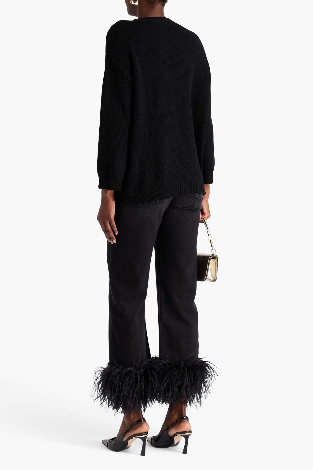 VALENTINO GARAVANI Studded cutout cashmere sweater