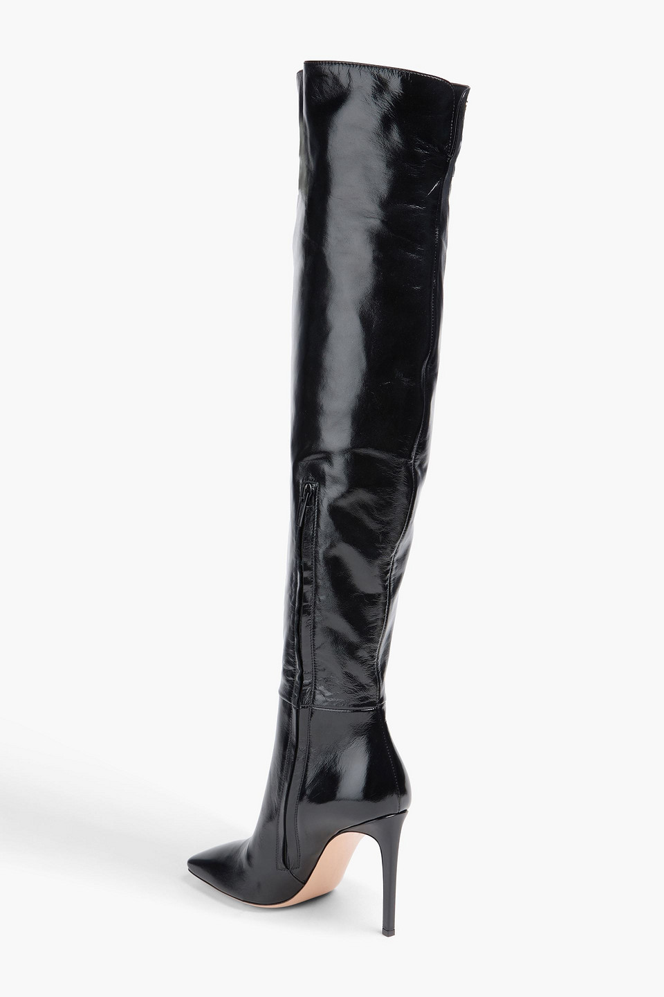 Gianvito Rossi Christina Glossed-leather Over-the-knee Boots In Black