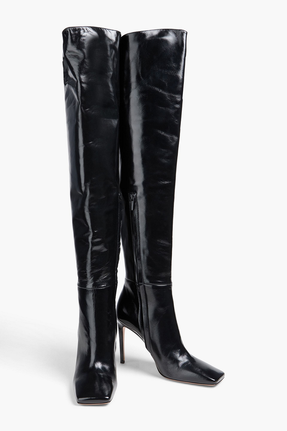 Gianvito Rossi Christina Glossed-leather Over-the-knee Boots In Black