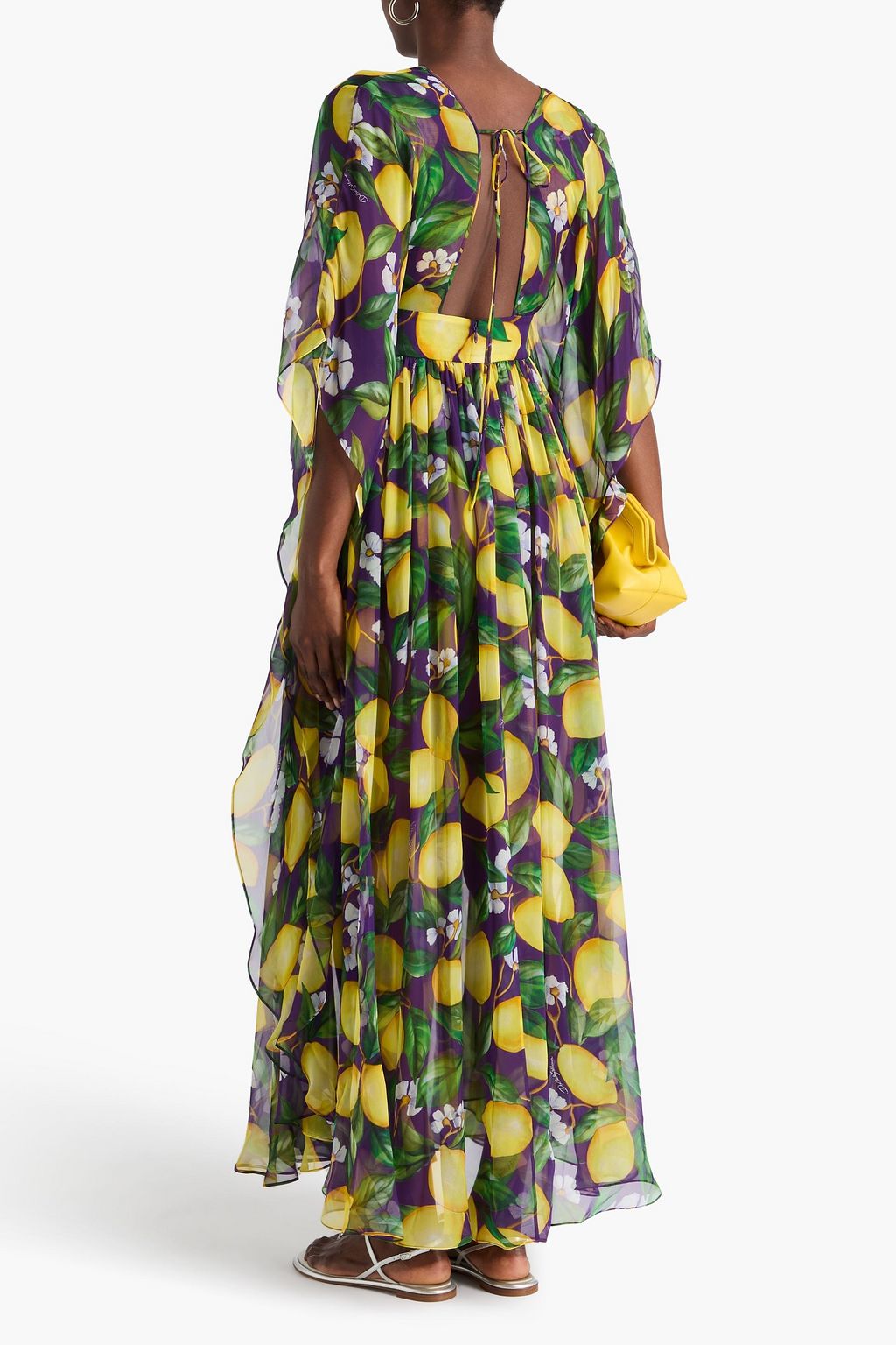 DOLCE&GABBANA Gathered printed silk-chiffon maxi dress
