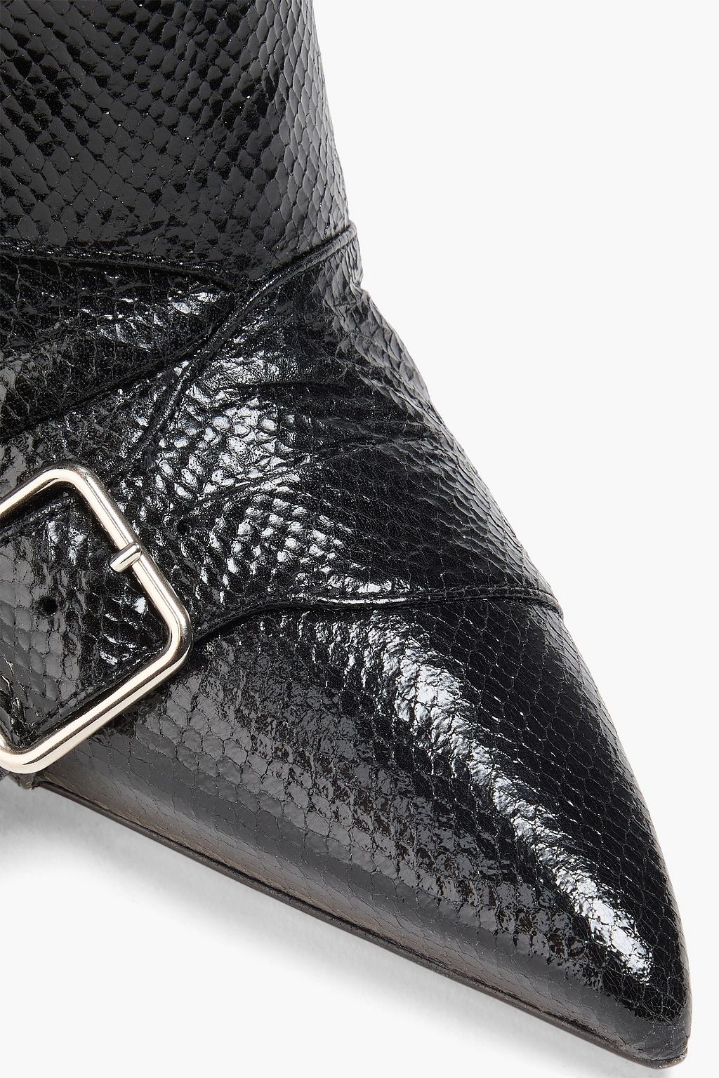 PARIS TEXAS Tyra buckled snake-effect leather knee boots