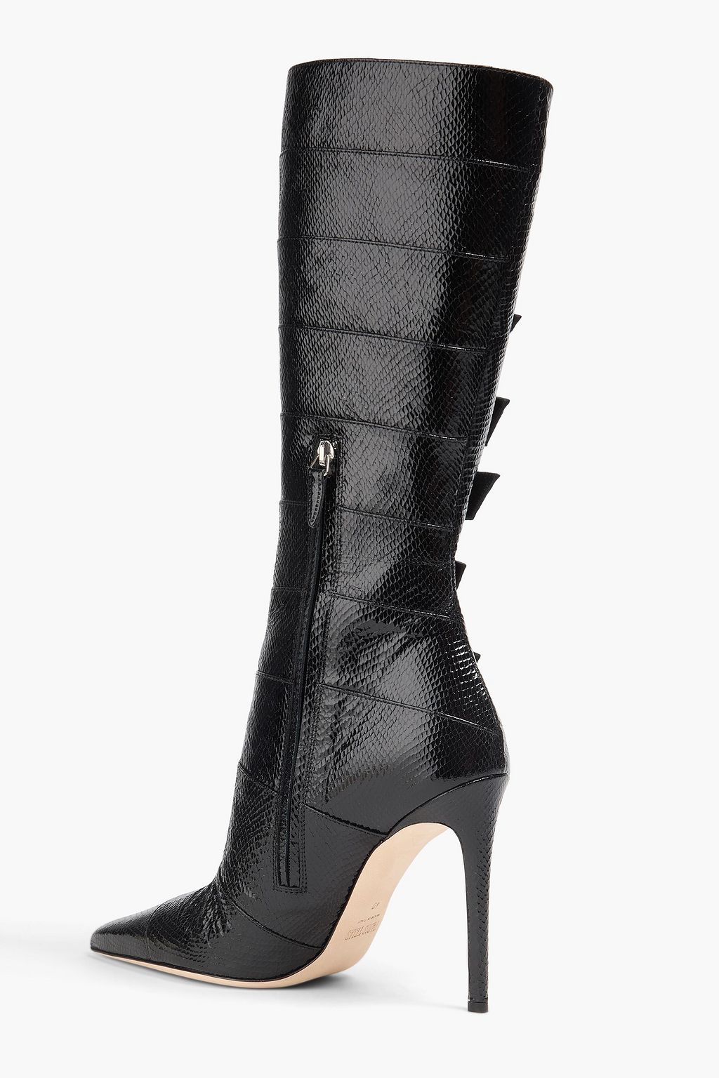 PARIS TEXAS Tyra buckled snake-effect leather knee boots