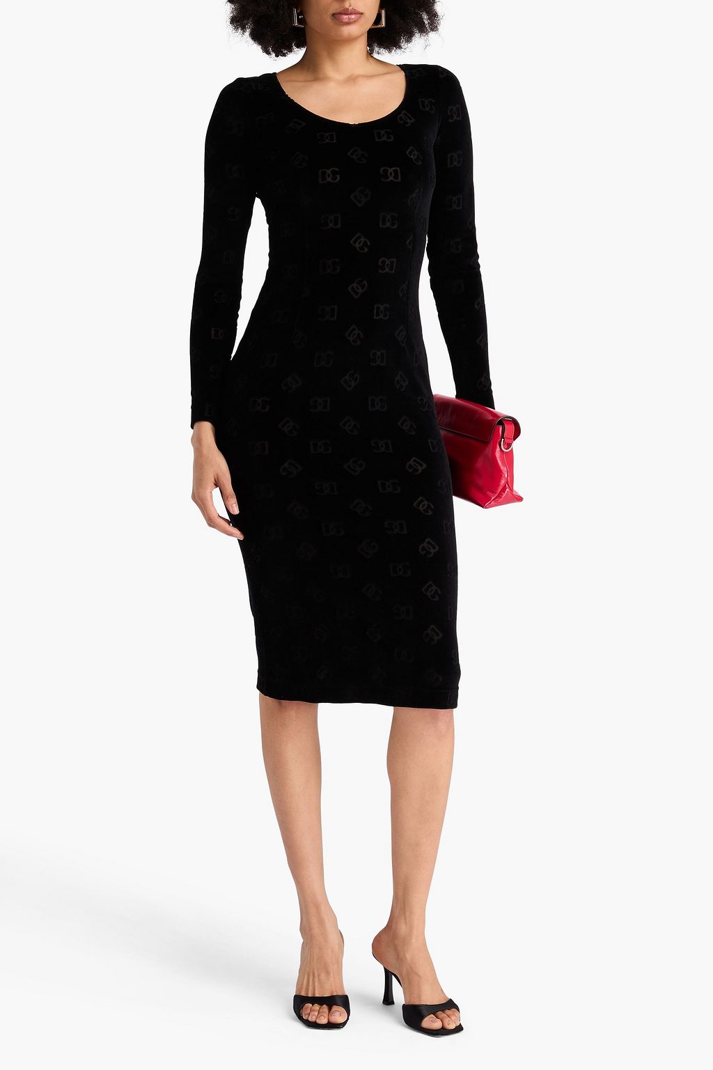 DOLCE&GABBANA Burnout cotton-velvet dress