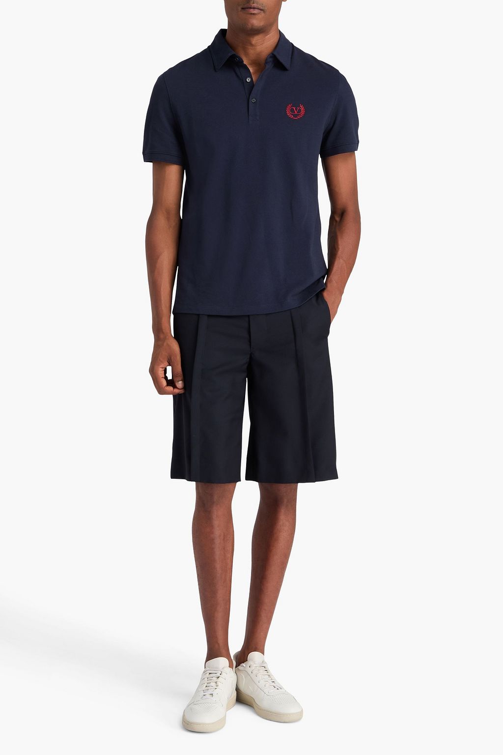 VALENTINO GARAVANI Embroidered cotton-piqué polo shirt