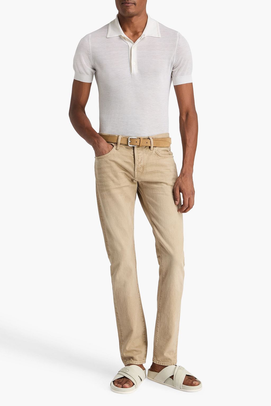 TOM FORD Silk and cotton-blend piqué polo shirt