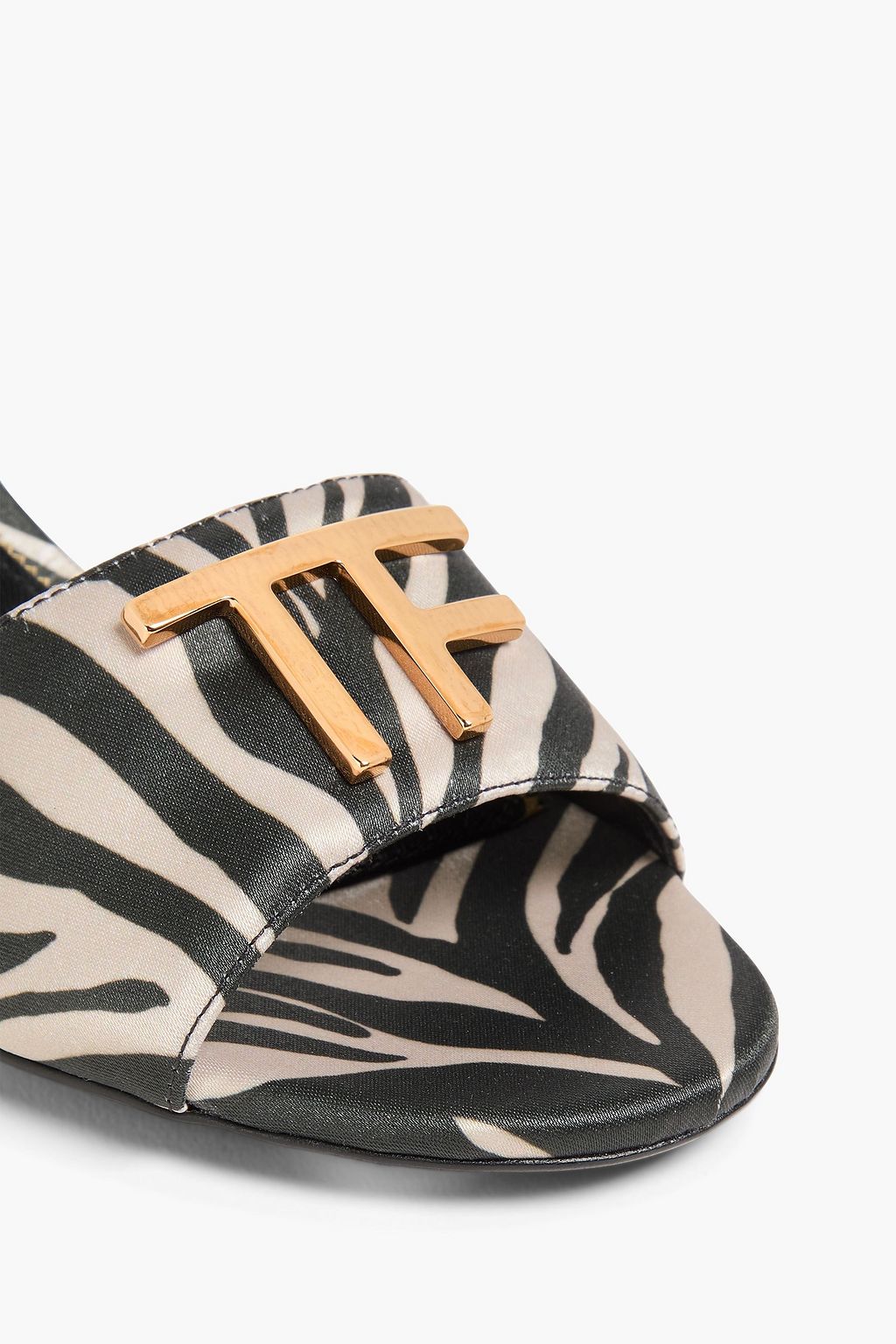 TOM FORD Embellished zebra-print satin mules