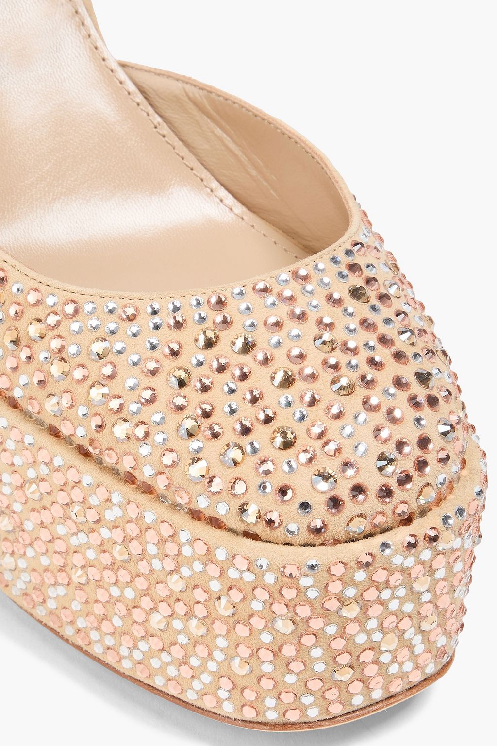 PARIS TEXAS Crystal-embellished suede platform pumps