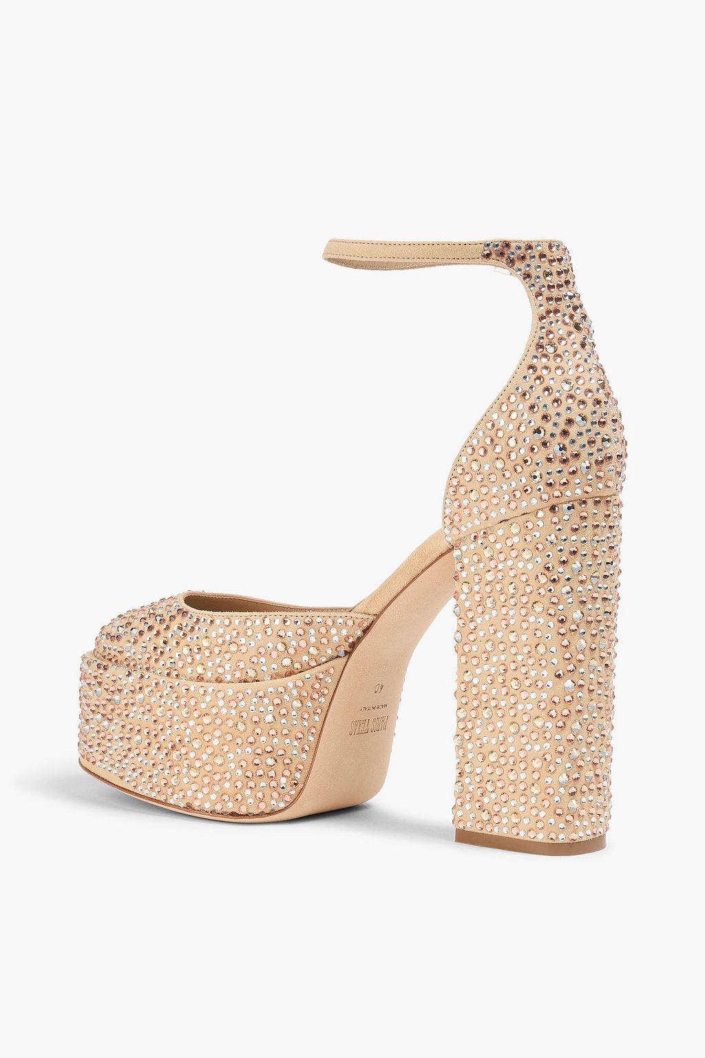PARIS TEXAS Crystal-embellished suede platform pumps