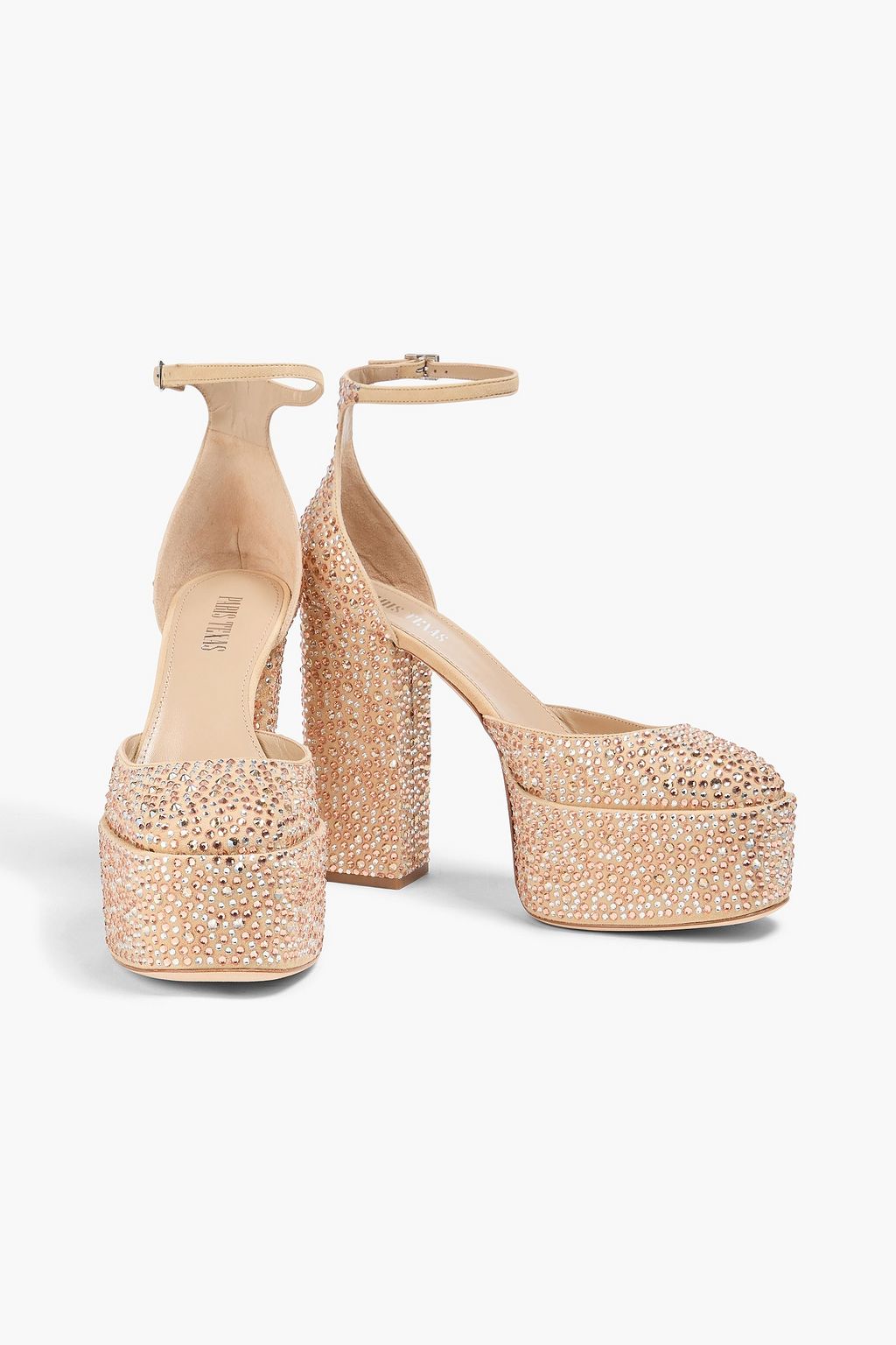 PARIS TEXAS Crystal-embellished suede platform pumps