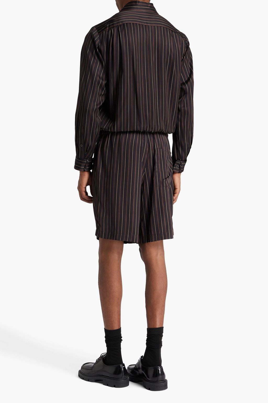 DRIES VAN NOTEN Striped satin drawstring shorts