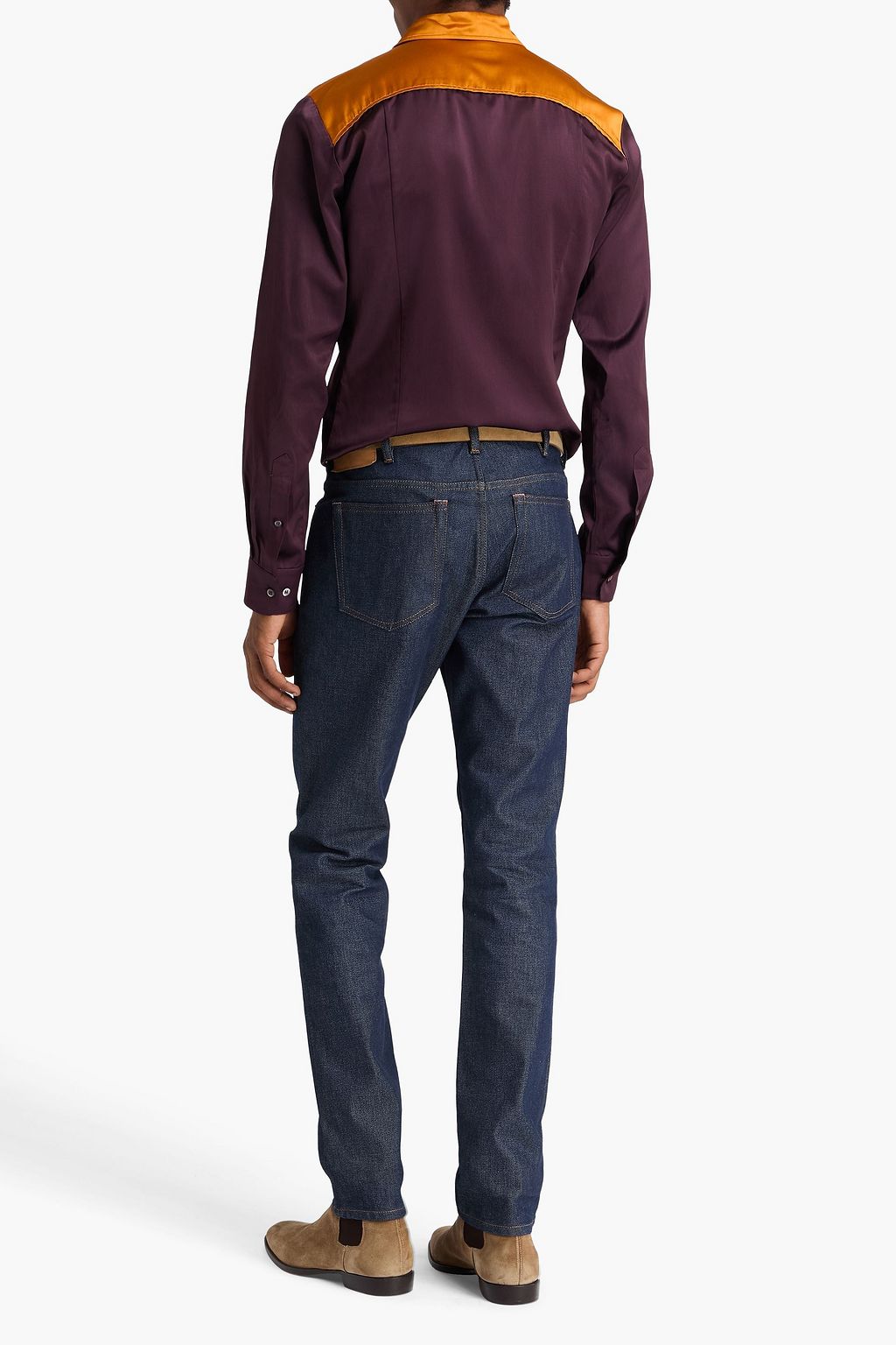 DRIES VAN NOTEN Embroidered two-tone satin shirt
