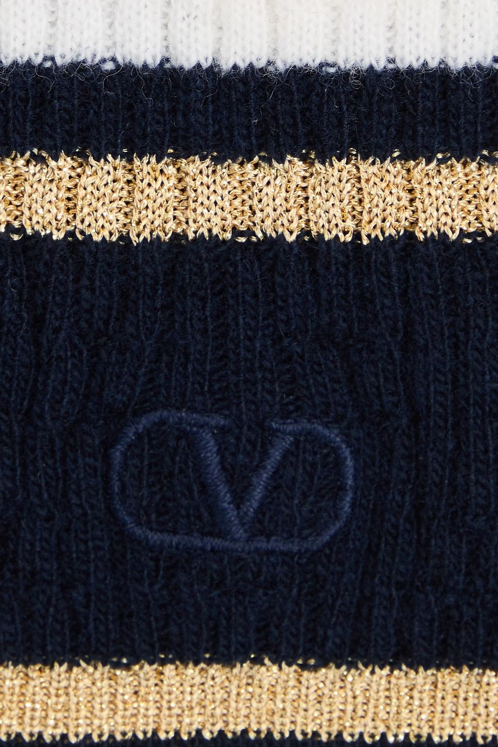 VALENTINO GARAVANI Cropped striped ribbed wool sweater