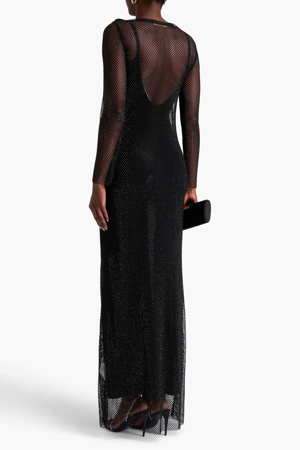MAX MARA Caracas Maxikleid aus Netzmaterial mit Kristallverzierung