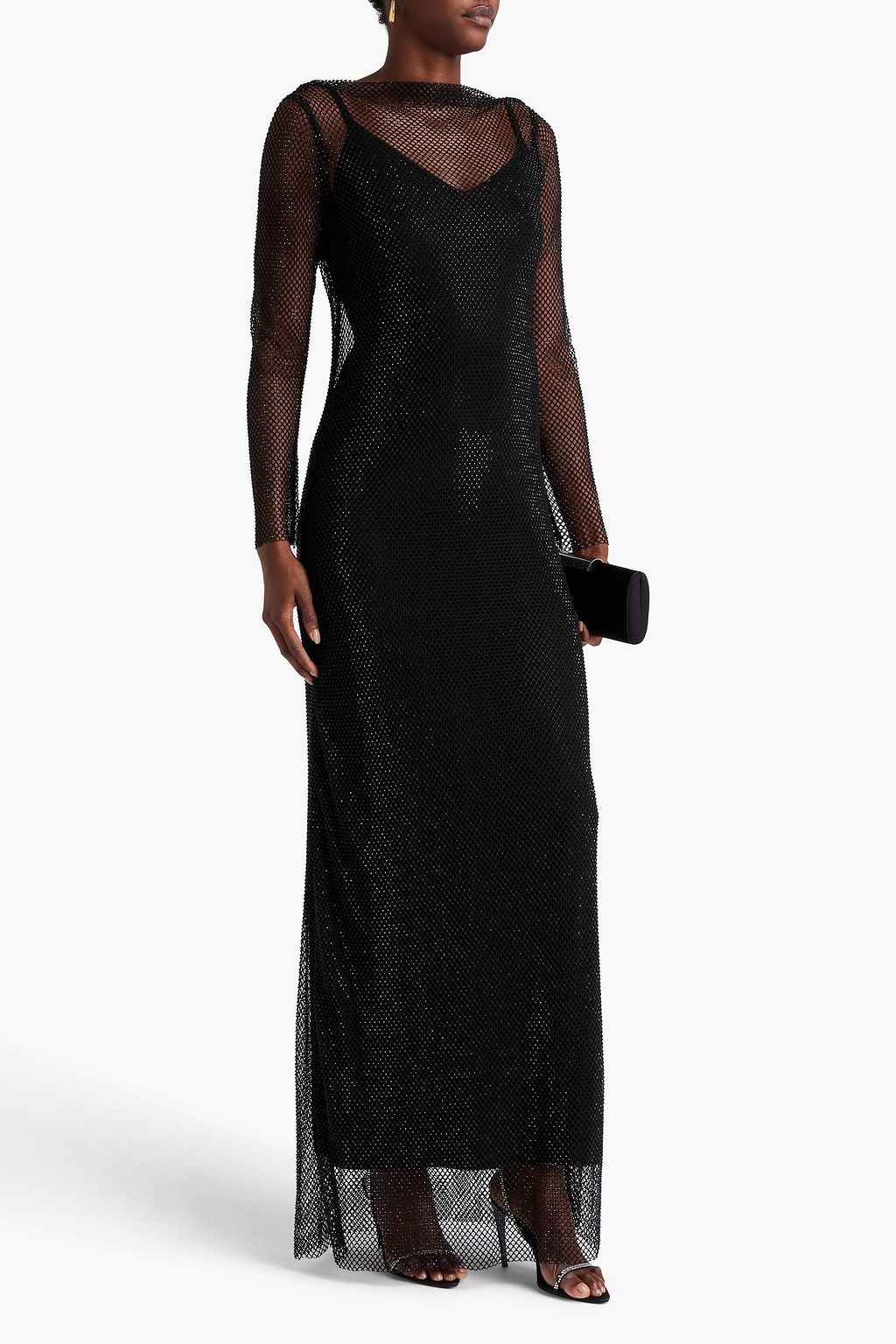 MAX MARA Caracas Maxikleid aus Netzmaterial mit Kristallverzierung