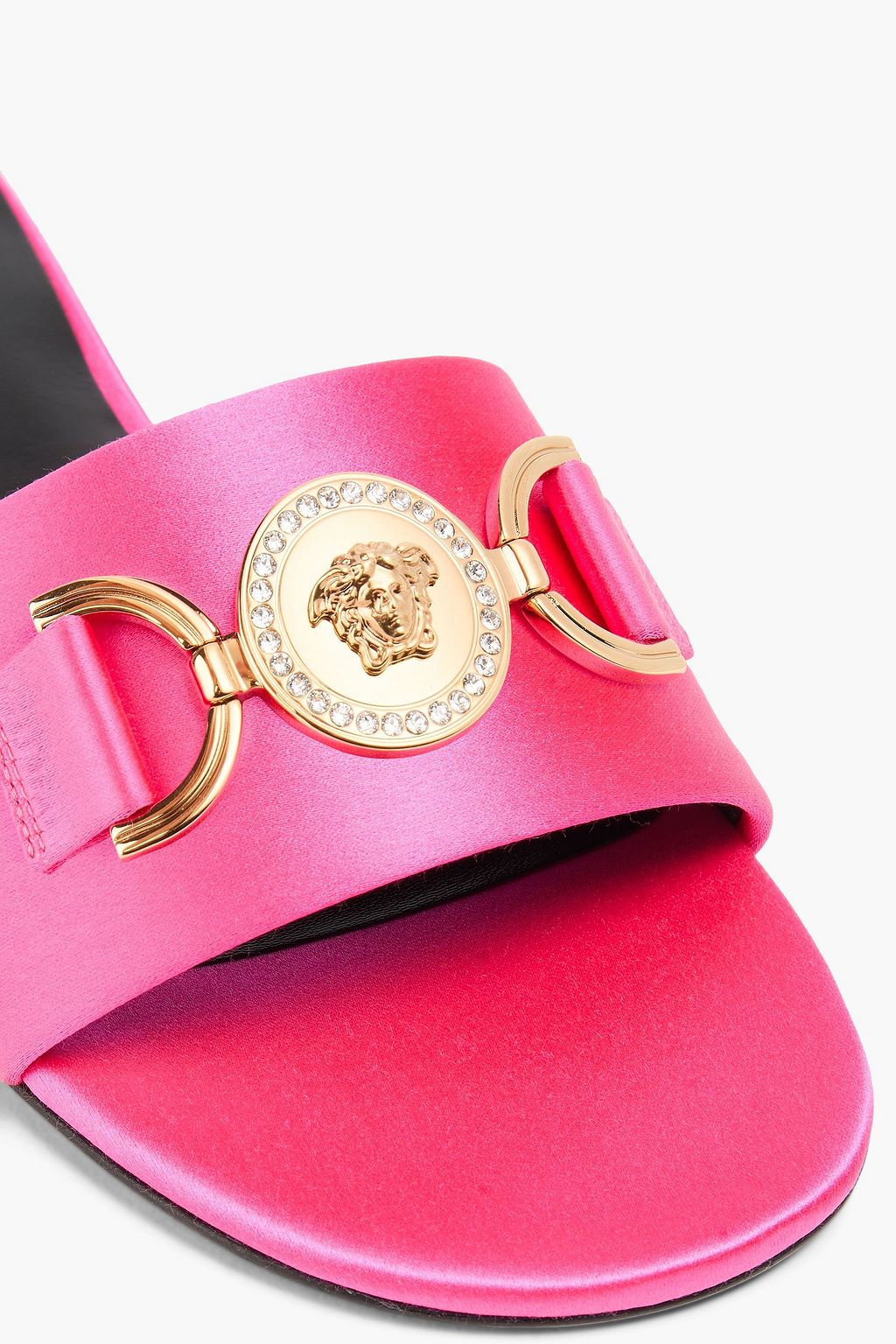 VERSACE Crystal-embellished satin slides