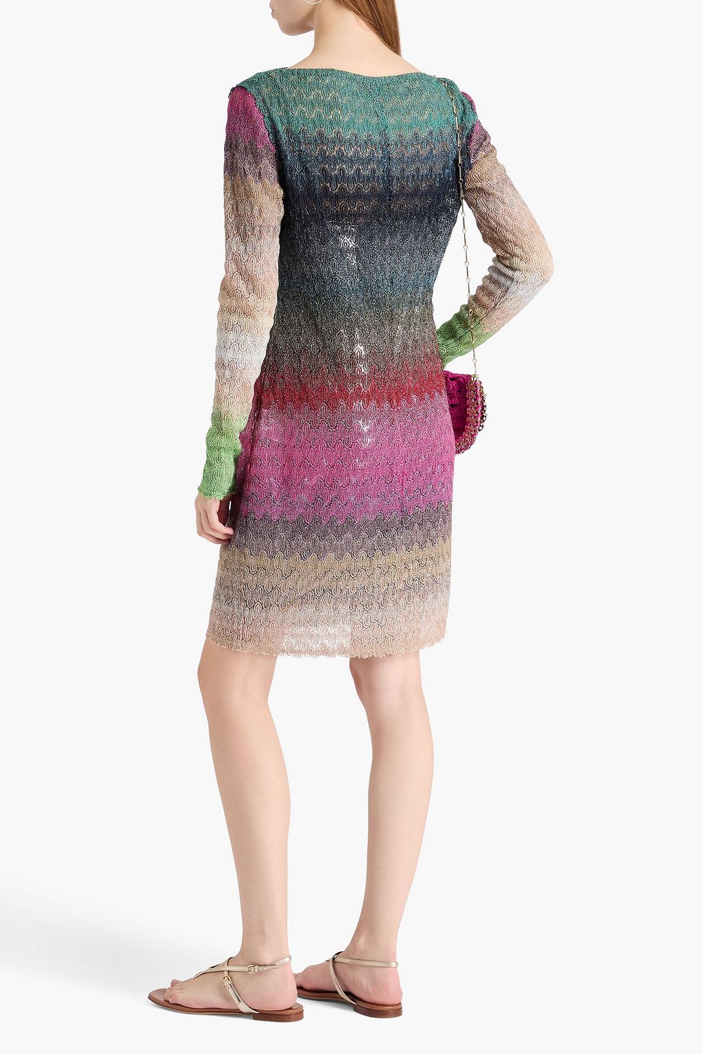 MISSONI 메탈릭 크로셰 니트 미니 드레스