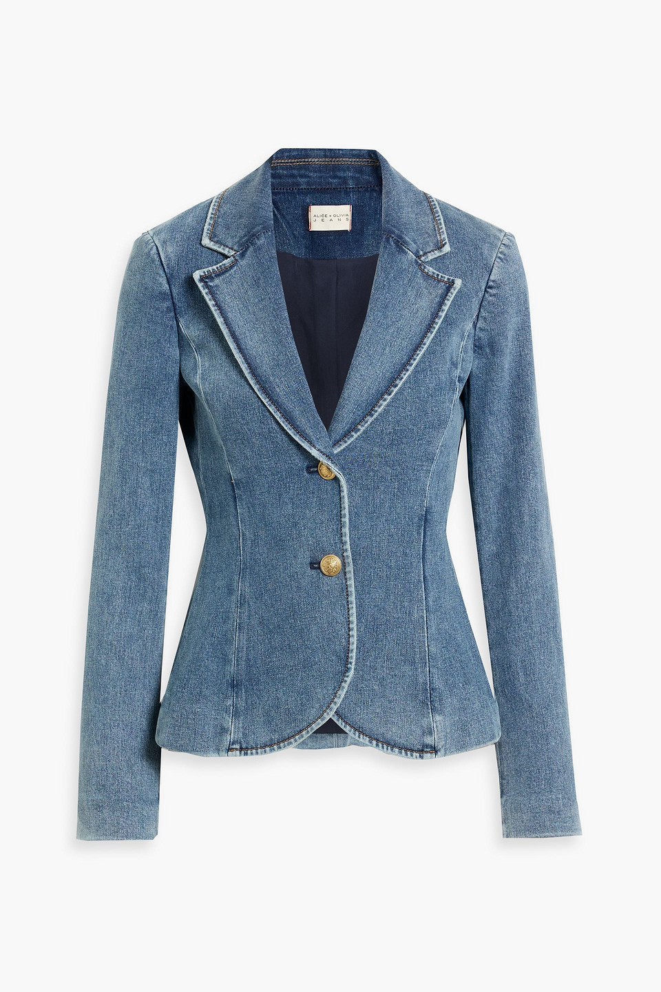 Alice And Olivia Iana Denim Blazer In Blue