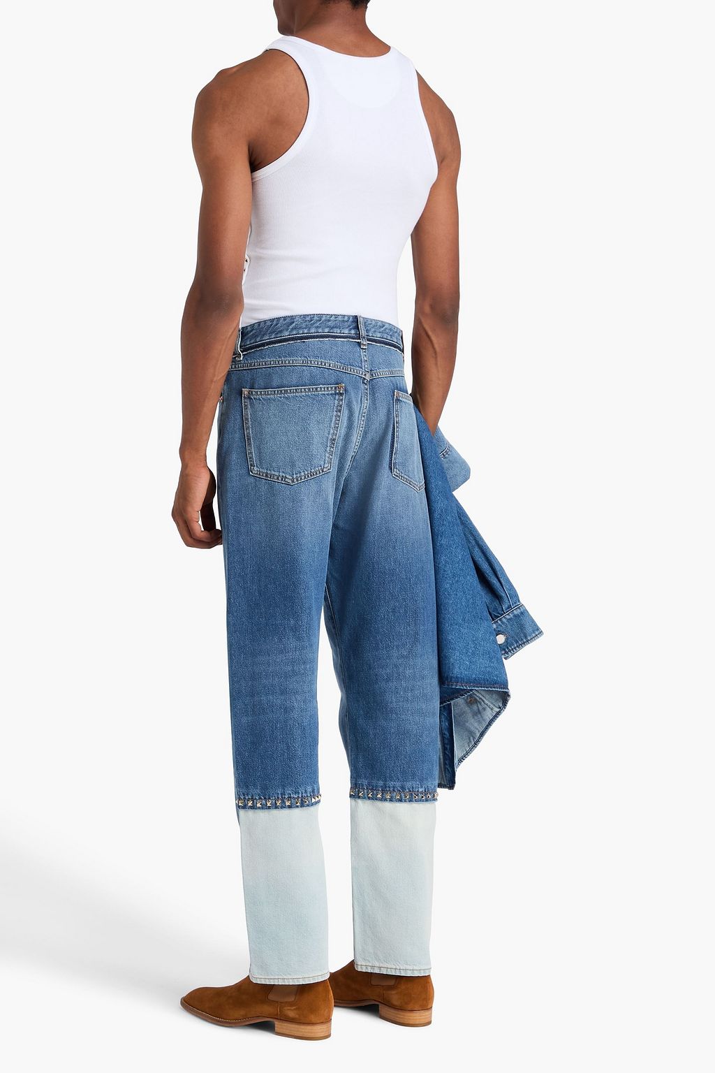 VALENTINO GARAVANI Studded ribbed cotton-blend jersey tank
