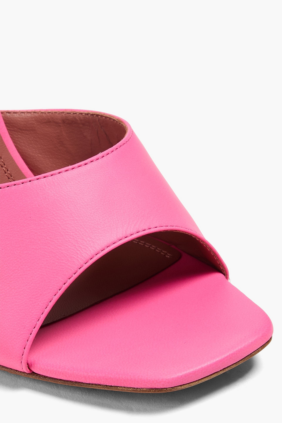 Amina Muaddi Lupita 95 Leather Wedge Mules In Pink