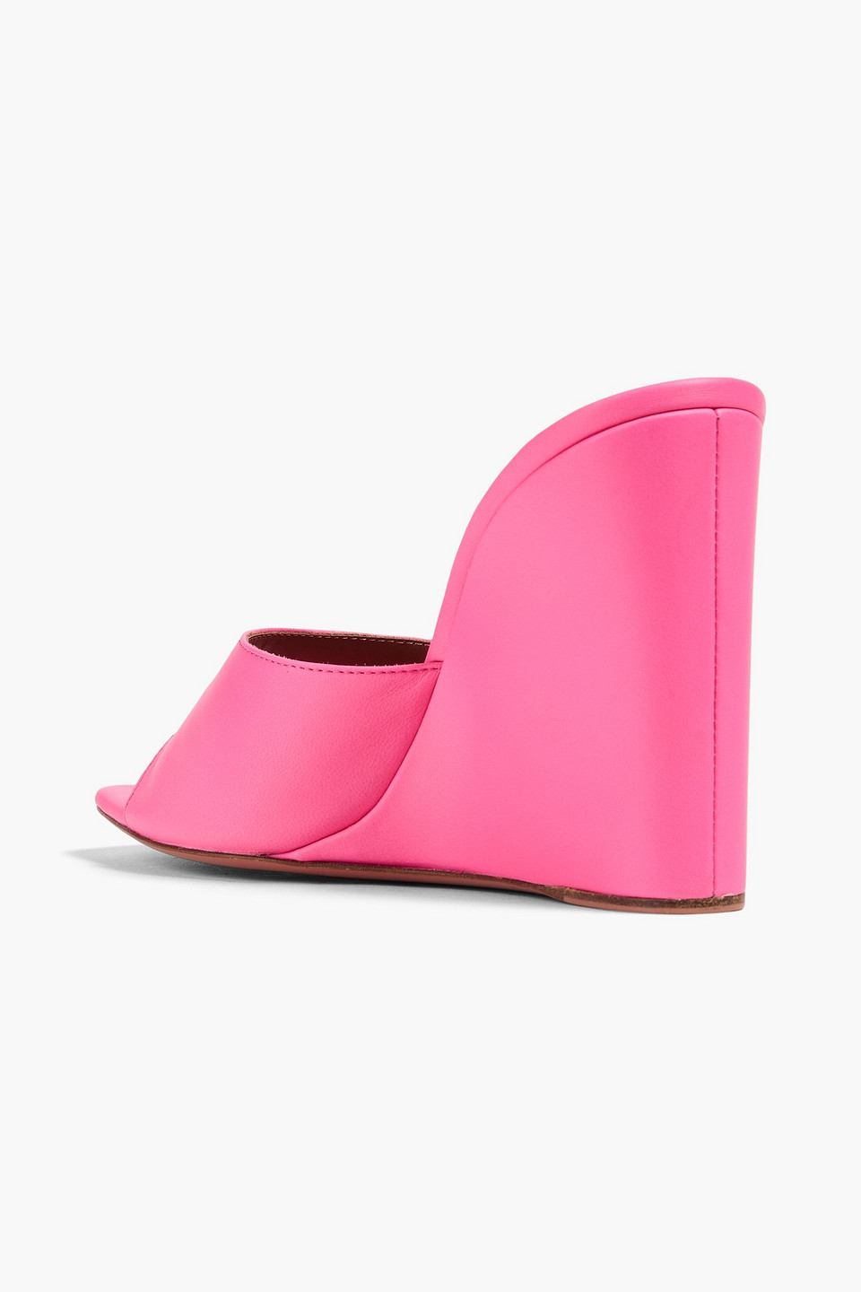 Amina Muaddi Lupita 95 Leather Wedge Mules In Pink