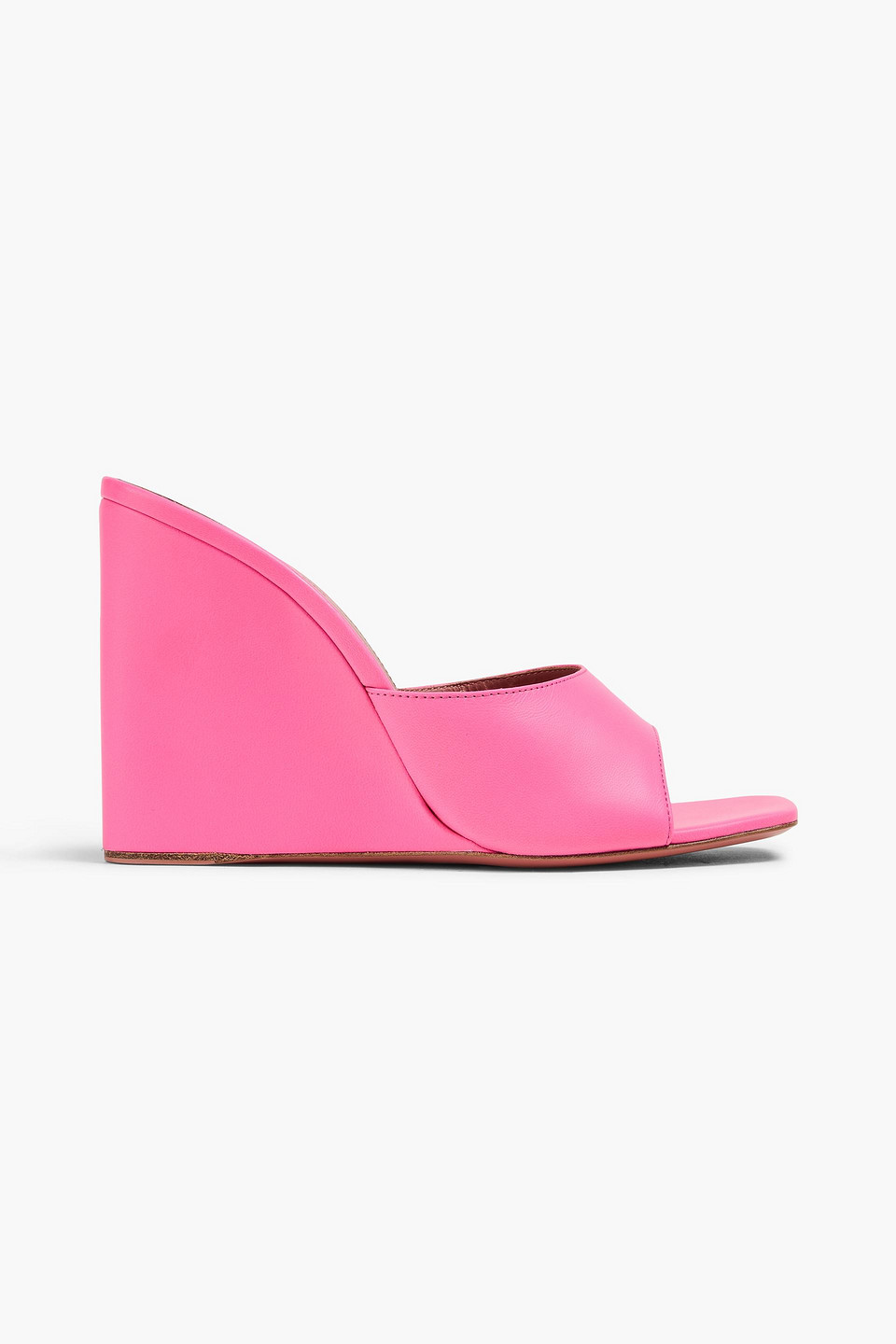Amina Muaddi Lupita 95 Leather Wedge Mules In Pink