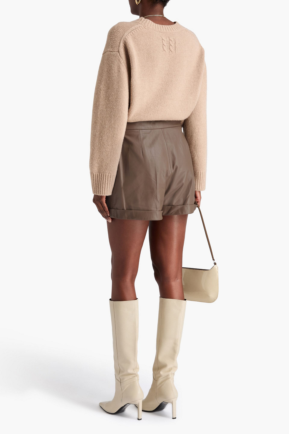  Max Mara - Andorra Leather Shorts - Neutral - It 48 