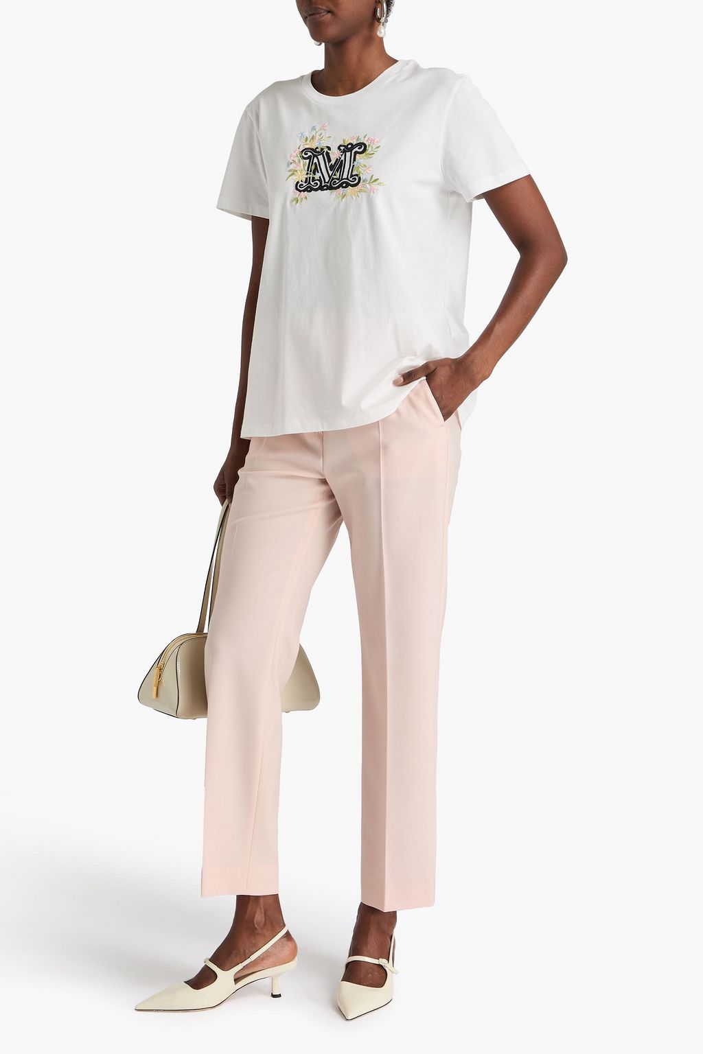 MAX MARA T-Shirt aus Baumwoll-Jersey mit Stickereien