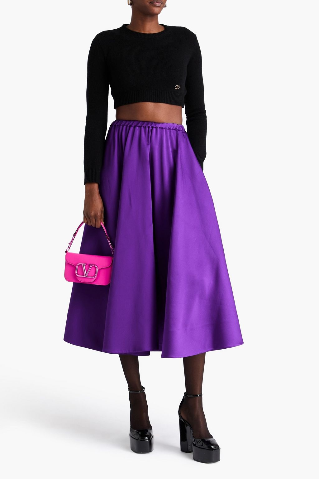 VALENTINO GARAVANI Duchesse-satin midi skirt