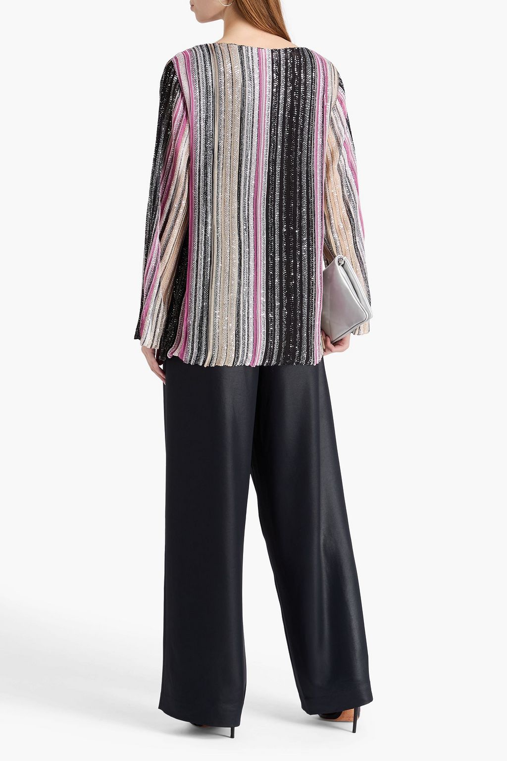 MISSONI Metallic striped crochet-knit sweater