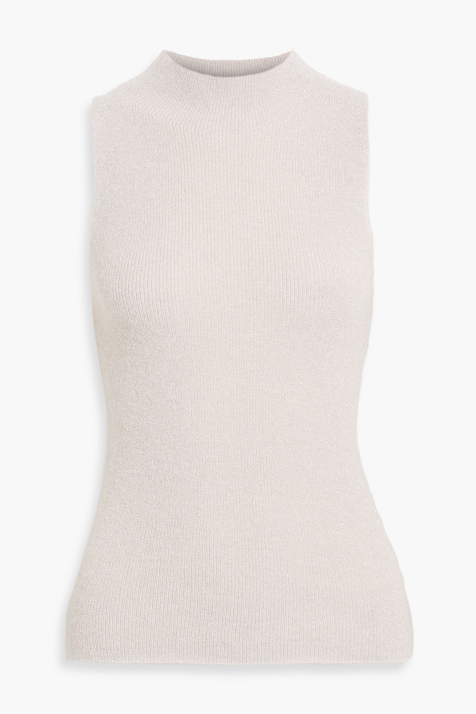 Vince Metallic Knitted Turtleneck Top In Neutral