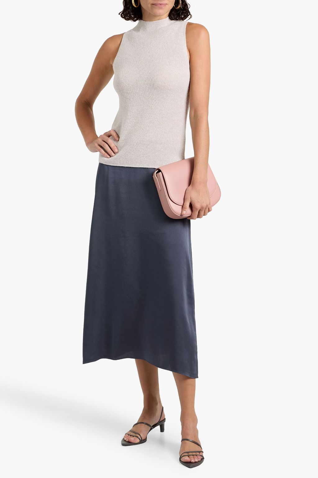 VINCE. Metallic knitted turtleneck top