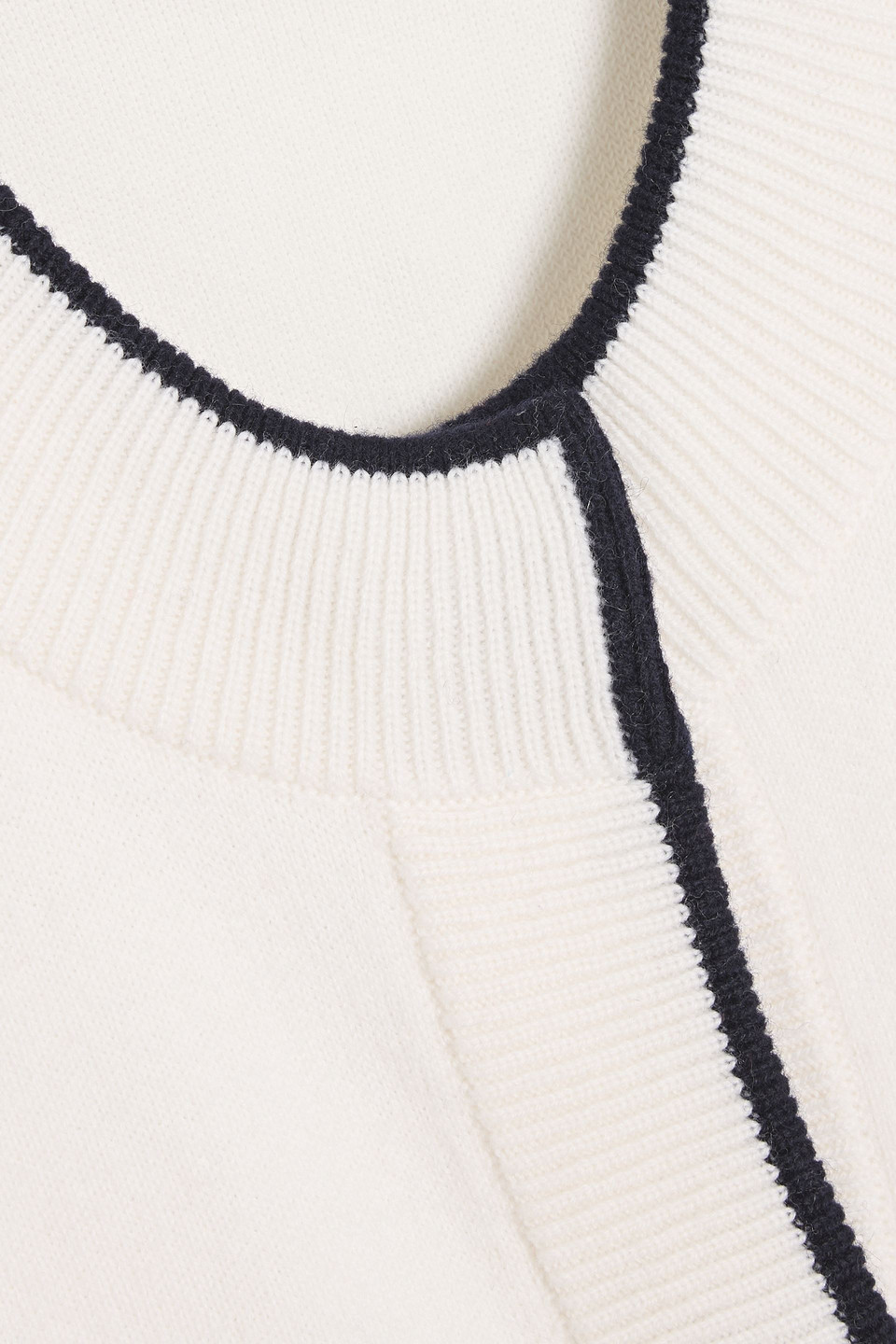 Vince Contrast Tipped Snap Front Cardigan In White