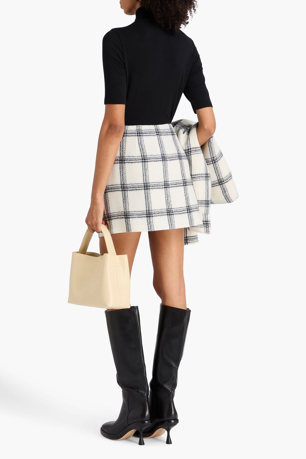 SPORTMAX Checked wool mini skirt