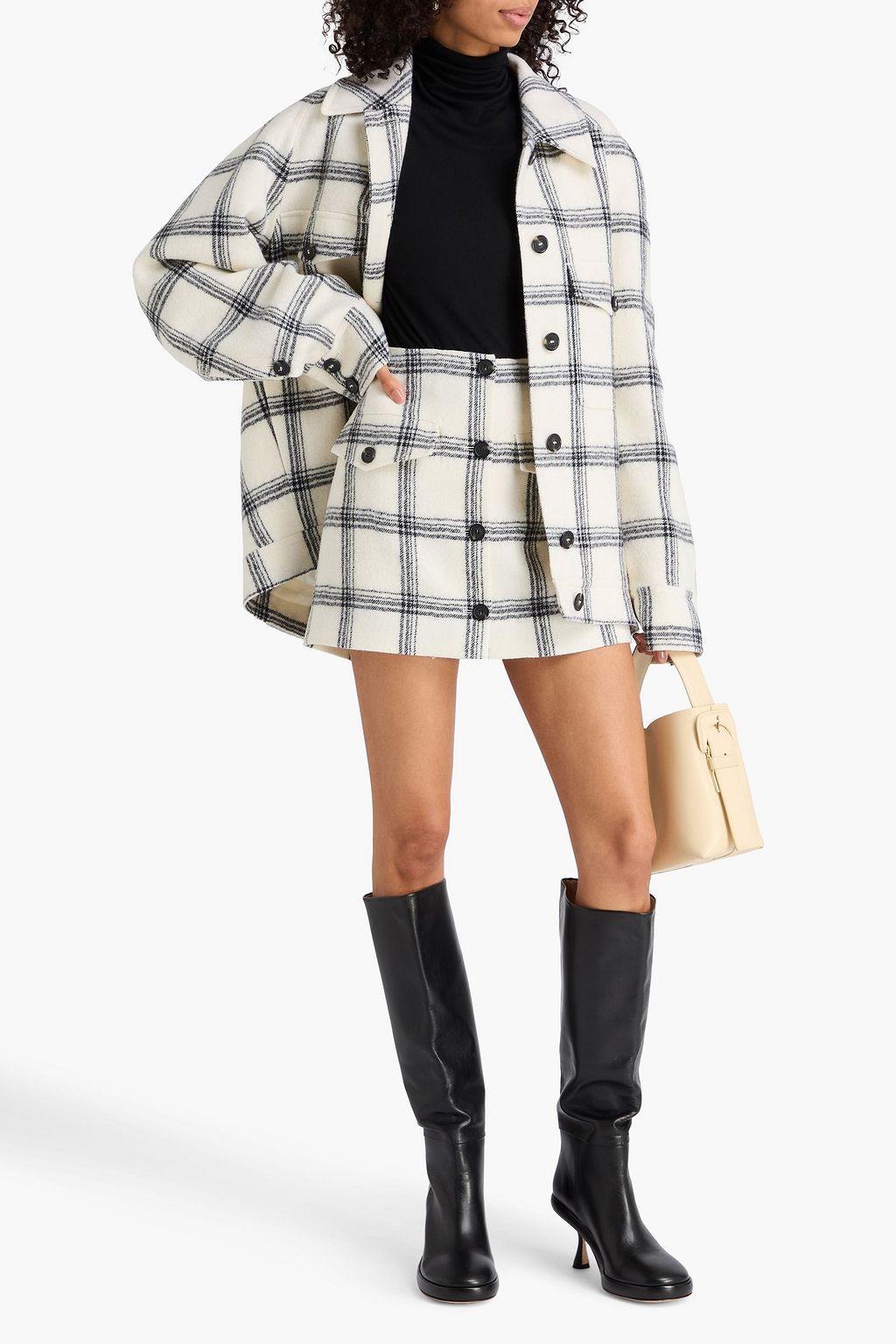 SPORTMAX Checked wool mini skirt